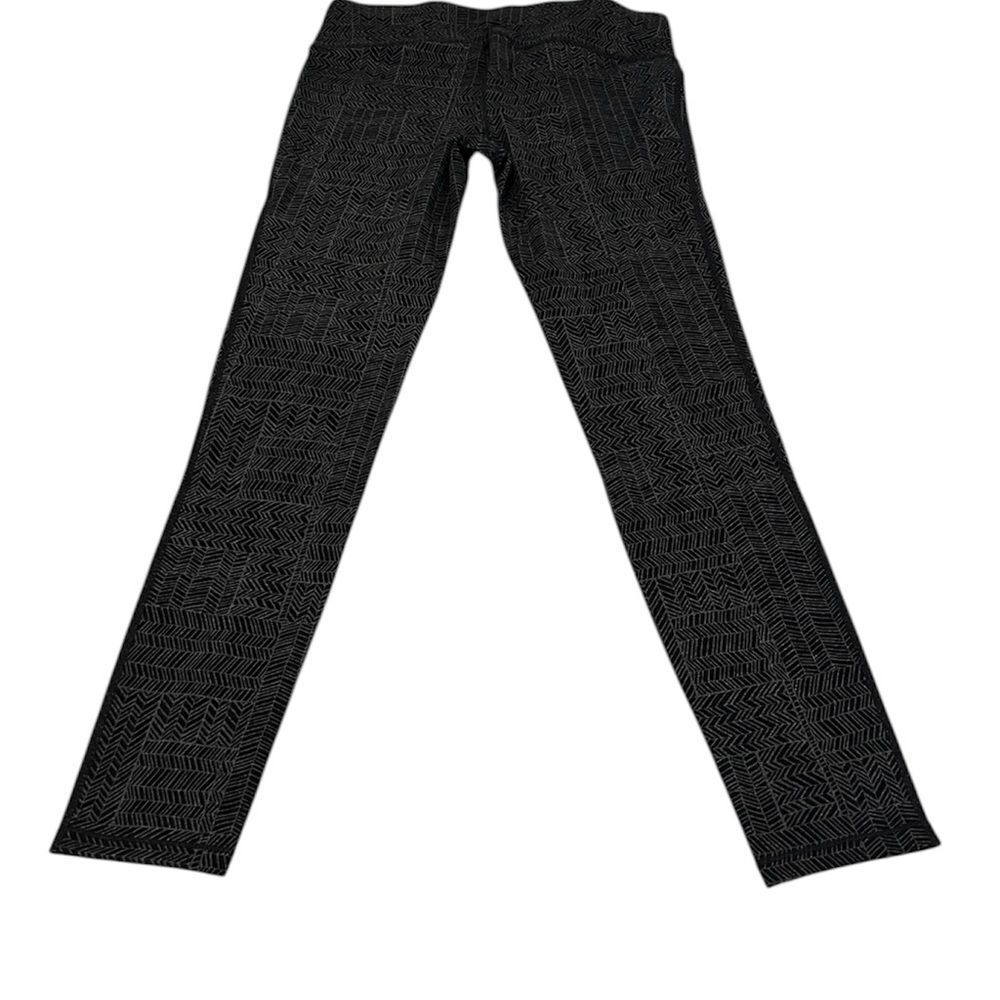 Prana size small black and gray print leggings small pocket in waistband EUC